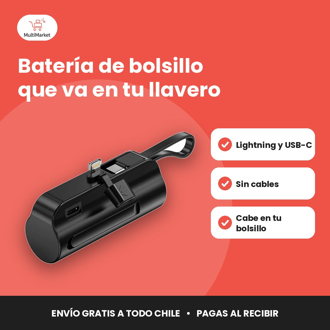 Mini cargador llavero, Lightning y USB-C